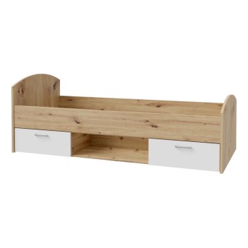 Lit simple avec rangement URO 90x200 cm chêne artisan/blanc