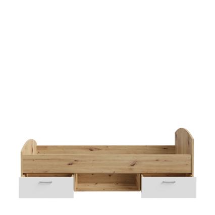 Lit simple avec rangement URO 90x200 cm chêne artisan/blanc