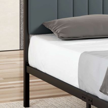 Lit simple en métal LUNOR 90 x 200 cm, anthracite, capacité de charge 120 kg