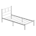 Lit simple en métal ROVAN 90x200 cm, blanc — capacité de charge 120 kg