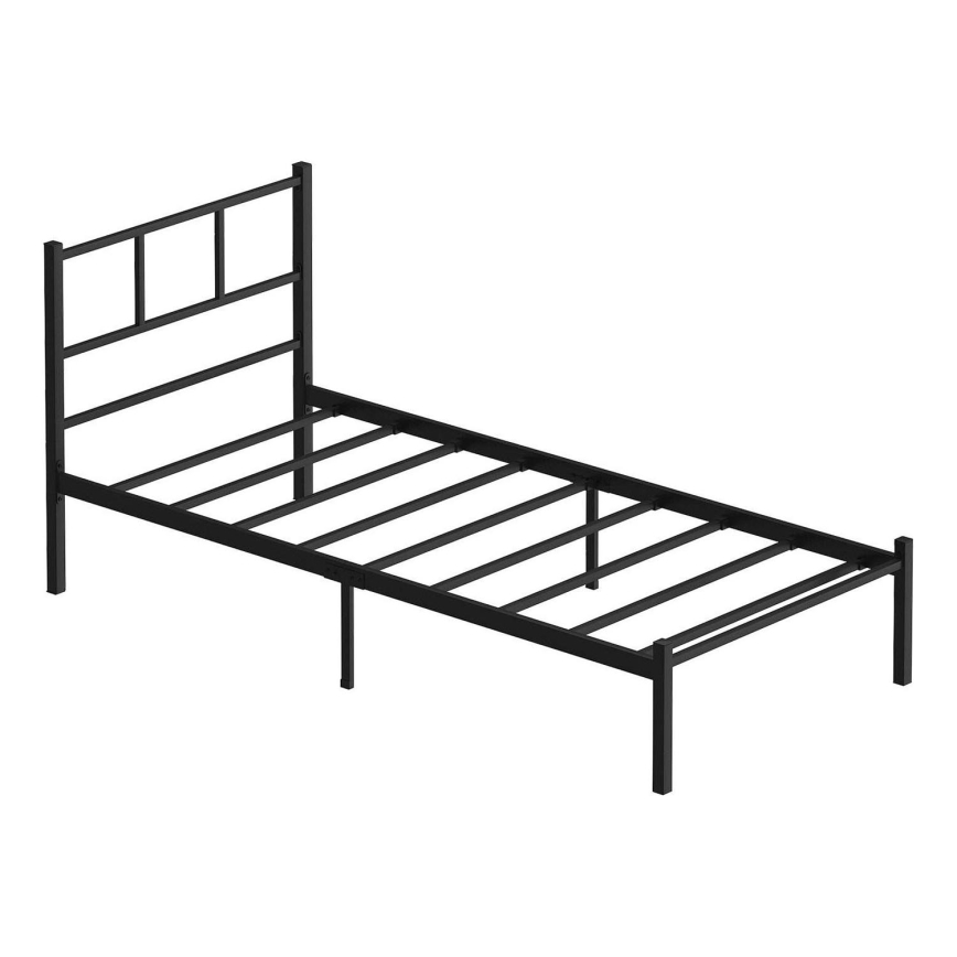 Lit simple métallique ROVAN 90x200 cm, noir, capacité de charge 120 kg