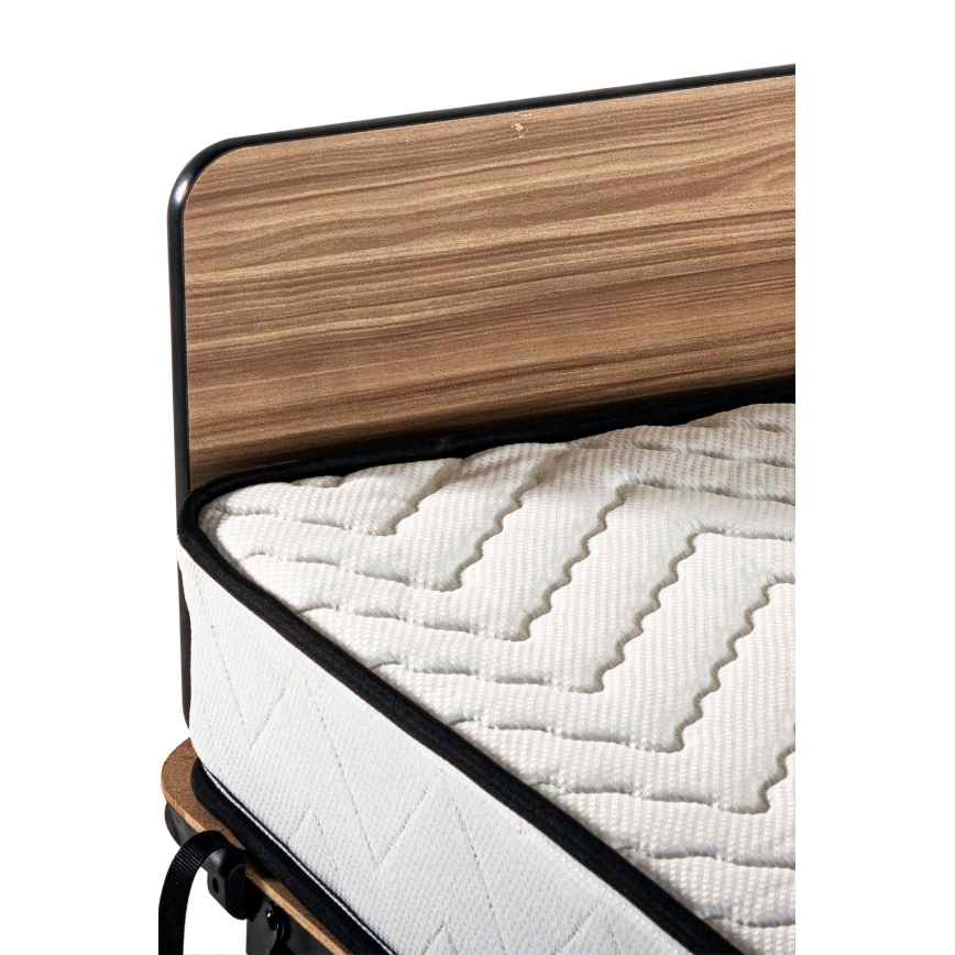 Lit simple pliant en métal blanc avec matelas HERON 80x190 cm, capacité de charge 120 kg