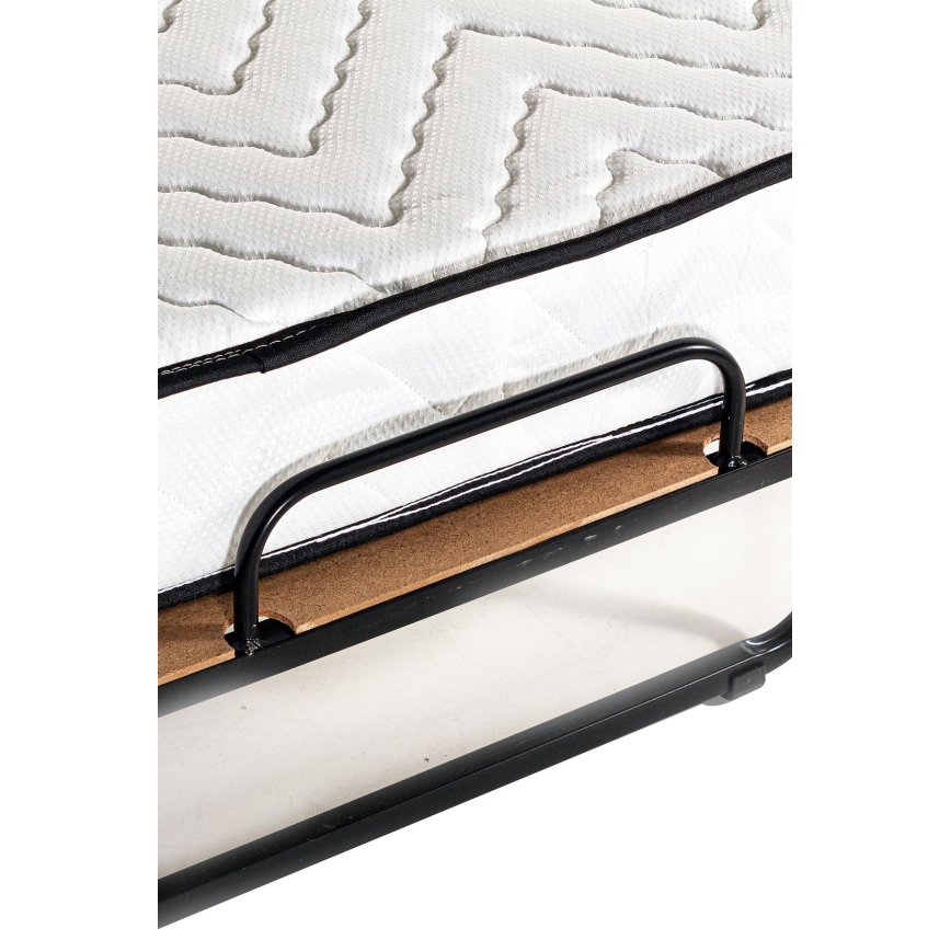 Lit simple pliant en métal blanc avec matelas HERON 80x190 cm, capacité de charge 120 kg