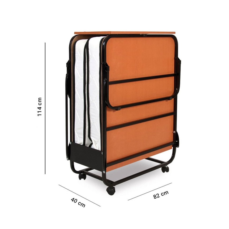 Lit simple pliant en métal blanc avec matelas HERON 80x190 cm, capacité de charge 120 kg