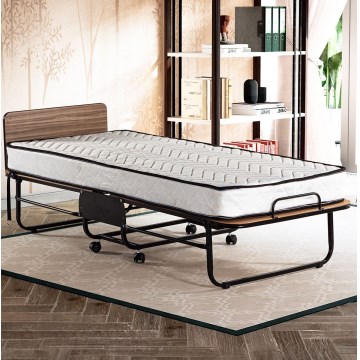 Lit simple pliant en métal blanc avec matelas HERON 80x190 cm, capacité de charge 120 kg