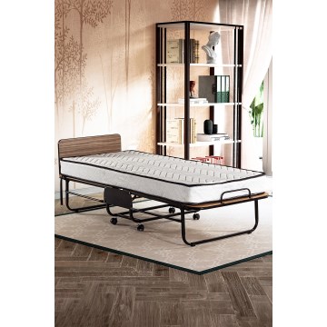 Lit simple pliant en métal HERON 80 x 190 cm, blanc — charge maximale 120 kg