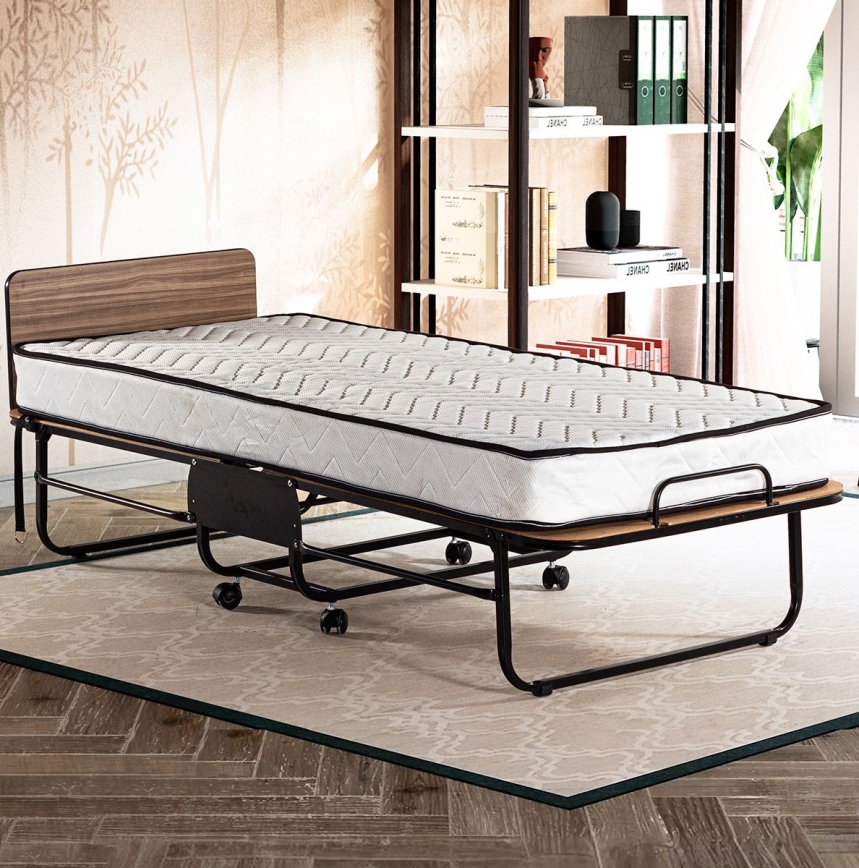 Lit simple pliant en métal HERON 80 x 190 cm, blanc — charge maximale 120 kg