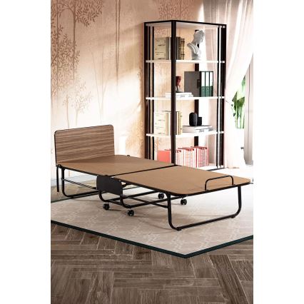 Lit simple pliant en métal HERON 80 x 190 cm, blanc — charge maximale 120 kg