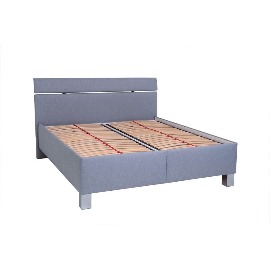 Lit tapissé ALIS 160 x 200 cm avec coffre de rangement intégré, sans matelas, gris clair