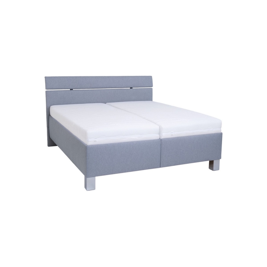 Lit tapissé ALIS 160 x 200 cm avec coffre de rangement intégré, sans matelas, gris clair