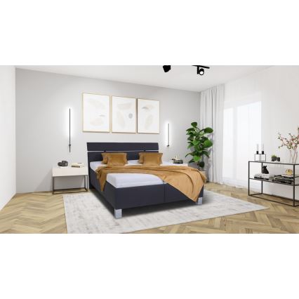 Lit tapissé ALIS 180 x 200 cm avec matelas et coffre de rangement anthracite