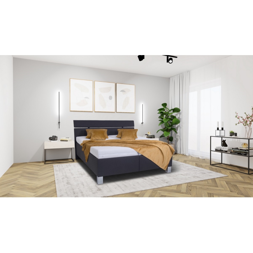 Lit tapissé ALIS 180 x 200 cm avec matelas et coffre de rangement anthracite