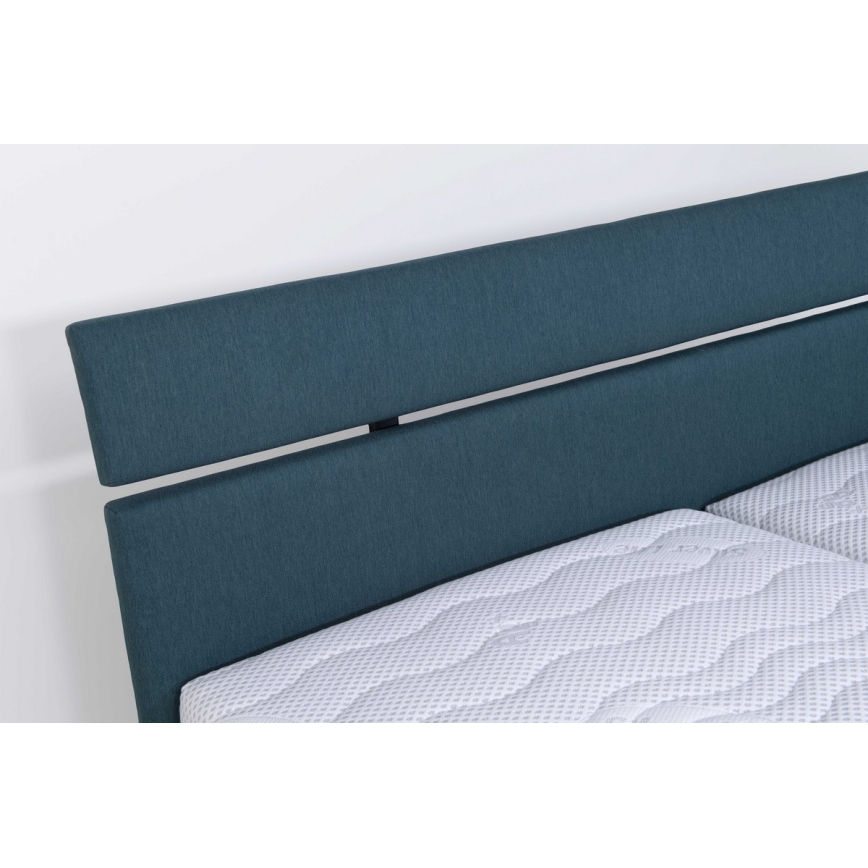 Lit tapissé ALIS 180x200 cm avec matelas et coffre de rangement, bleu pétrole
