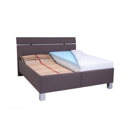 Lit tapissé ALIS 180x200 cm avec matelas inclus et coffre de rangement, marron