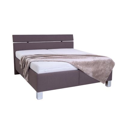 Lit tapissé ALIS 180x200 cm avec matelas inclus et coffre de rangement, marron