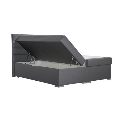 Lit tapissé NEW BOLERO 180x200 cm gris avec coffre de rangement et matelas avec surmatelas