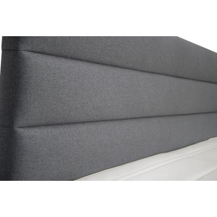 Lit tapissé NEW BOLERO 180x200 cm gris avec coffre de rangement et matelas avec surmatelas