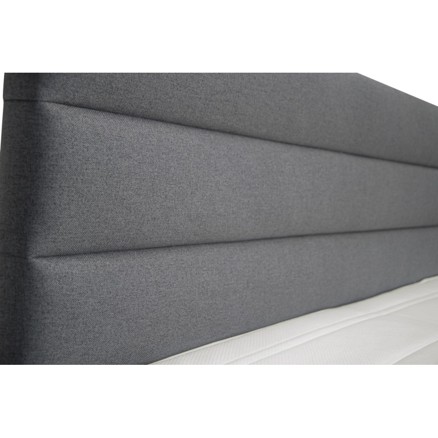 Lit tapissé NEW BOLERO 180x200 cm gris avec coffre de rangement et matelas avec surmatelas