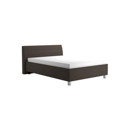 Lit tapissé avec coffre de rangement et matelas DALMA 140x200 cm gris/marron