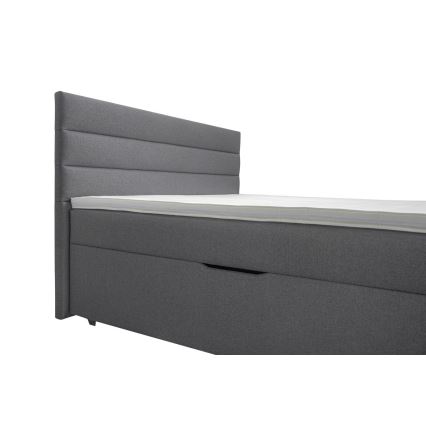Lit tapissé avec rangement et matelas équipés de surmatelas NEW BOLERO 160x200 cm gris