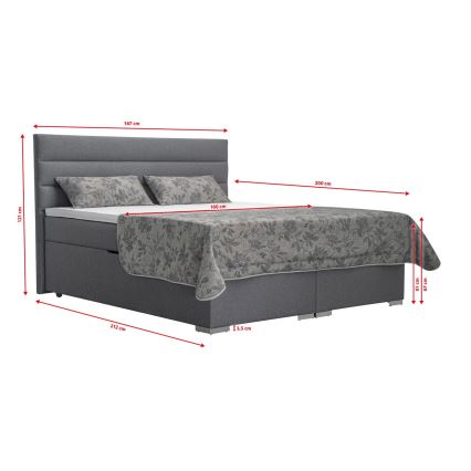 Lit tapissé avec rangement et matelas équipés de surmatelas NEW BOLERO 160x200 cm gris