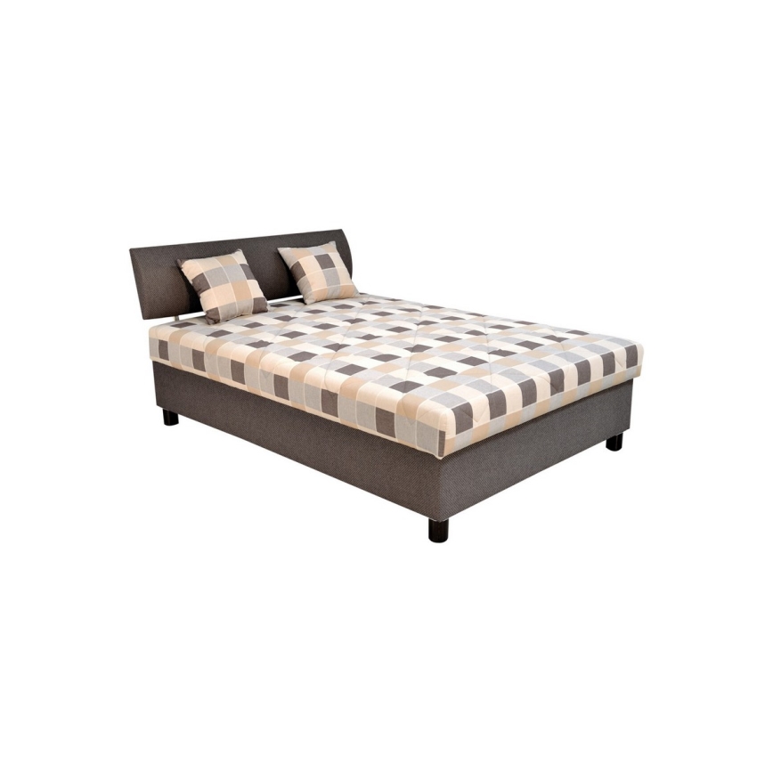 Lit tapissé avec coffre de rangement et matelas GEORGE 140x200 cm marron