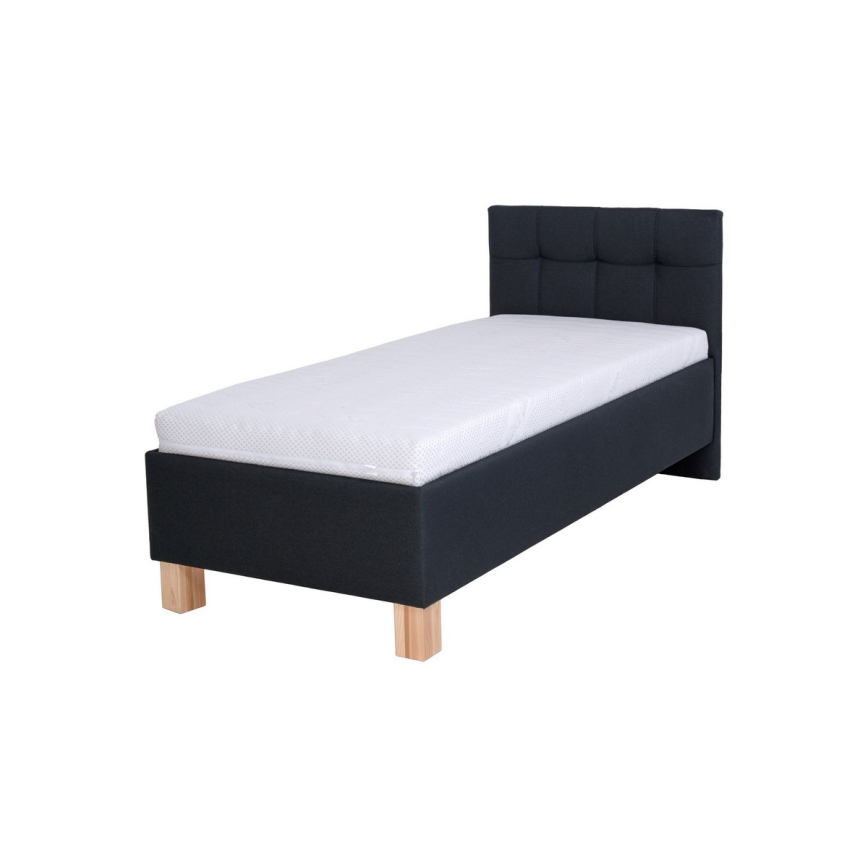 Lit tapissé avec coffre de rangement MARIA ONE 90x200 cm sans matelas, anthracite