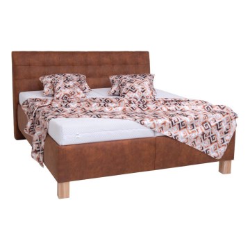 Lit tapissé avec coffre de rangement, sans matelas VIOLET 160x200 cm coloris cognac