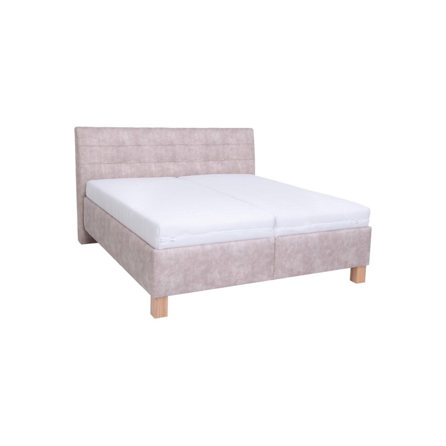 Lit tapissé avec coffre de rangement sans matelas VIOLET 180x200 cm beige