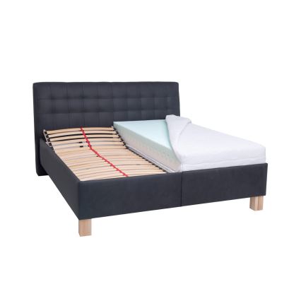 Lit tapissé avec coffre de rangement VIOLET 180 x 200 cm, anthracite — sans matelas