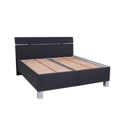 Lit tapissé avec matelas et coffre de rangement ALIS 160x200 cm anthracite