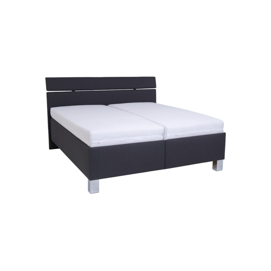 Lit tapissé avec matelas et coffre de rangement ALIS 160x200 cm anthracite