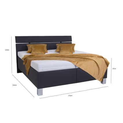 Lit tapissé avec matelas et coffre de rangement ALIS 160x200 cm anthracite