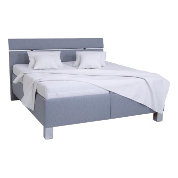 Lit tapissé avec matelas et coffre de rangement ALIS 160x200 cm gris clair