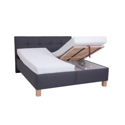 Lit tapissé avec matelas et coffre de rangement MARIA 180 x 200 cm gris