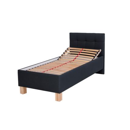 Lit tapissé avec matelas et coffre de rangement MARIA ONE 90 x 200 cm anthracite