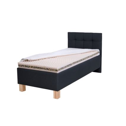 Lit tapissé avec matelas et coffre de rangement MARIA ONE 90 x 200 cm anthracite