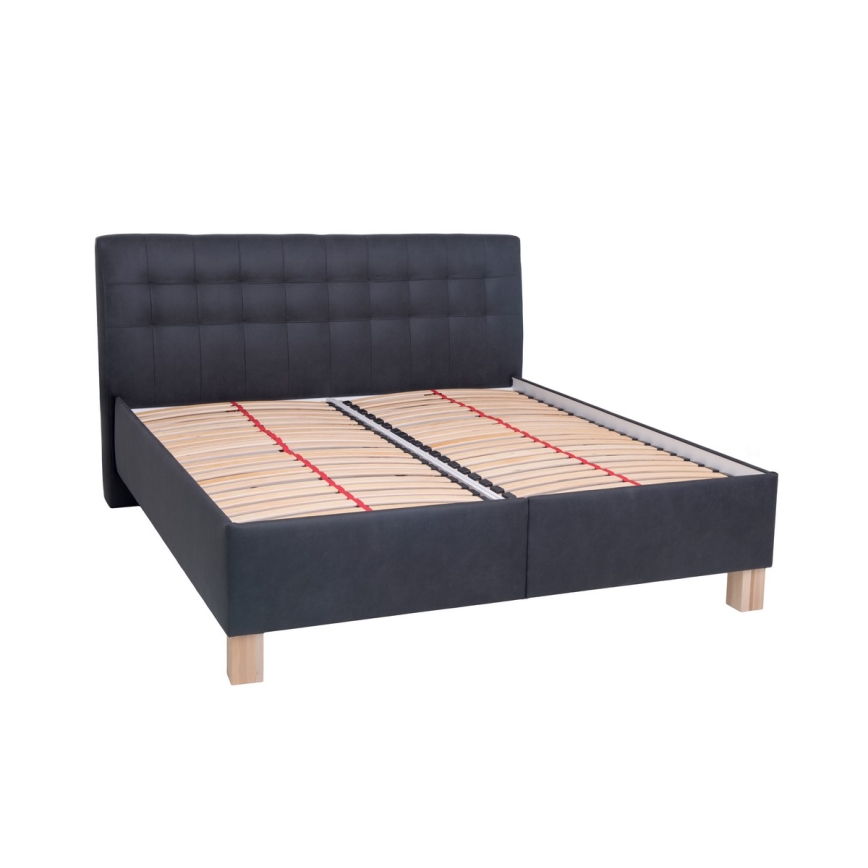 Lit tapissé avec matelas et coffre de rangement VIOLET 180x200 cm anthracite