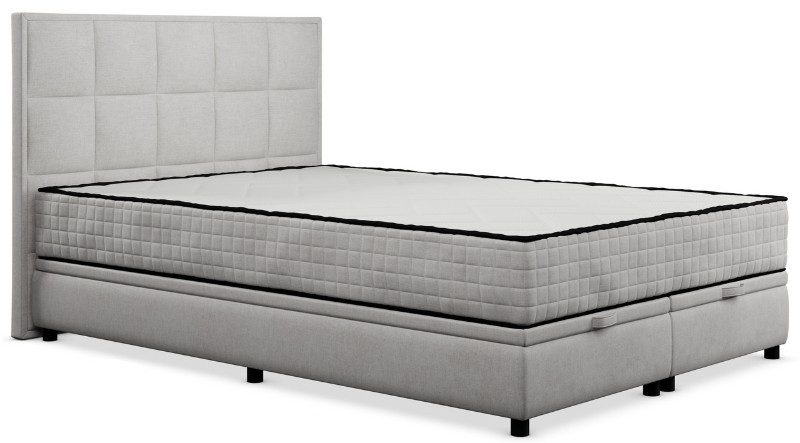 Lit tapissé avec matelas et espace de rangement GRACE 160x200 cm beige