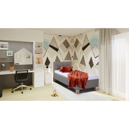 Lit tapissé avec matelas et espace de rangement MARIA ONE 90x200 cm taupe