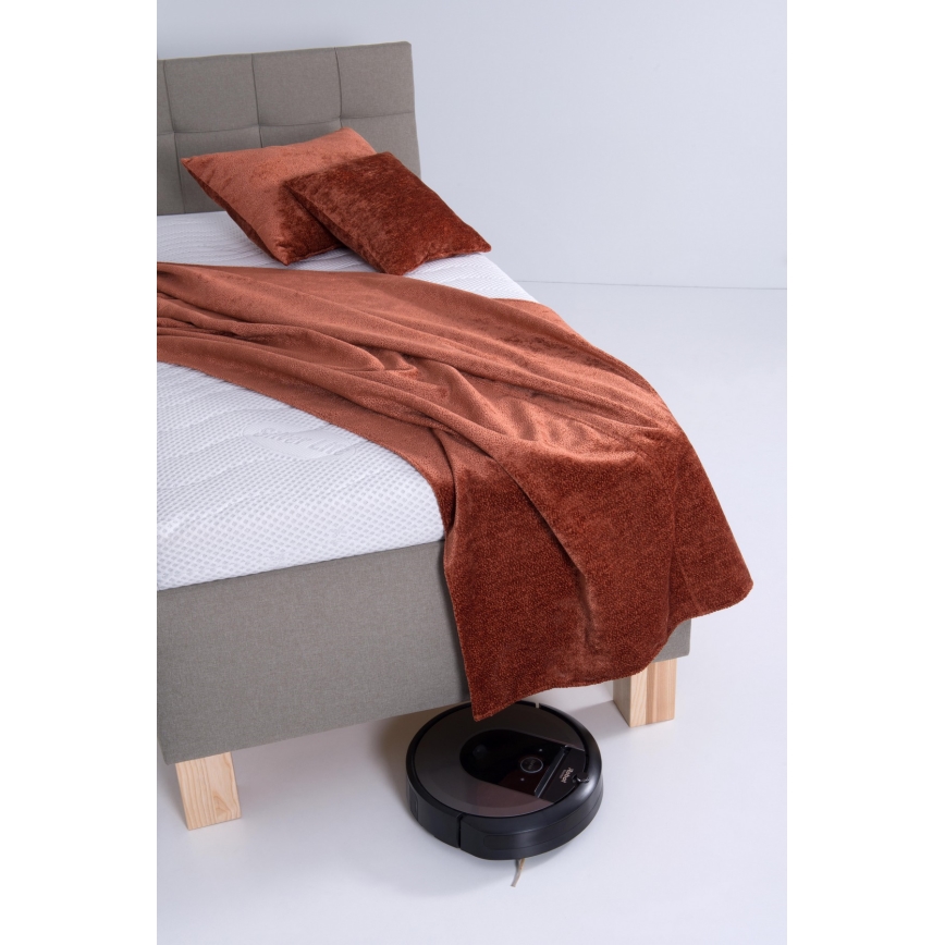 Lit tapissé avec matelas et espace de rangement MARIA ONE 90x200 cm taupe
