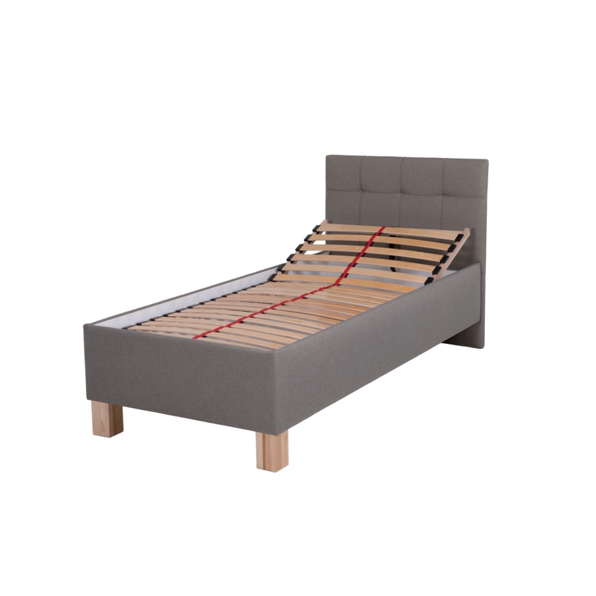 Lit tapissé avec matelas et espace de rangement MARIA ONE 90x200 cm taupe