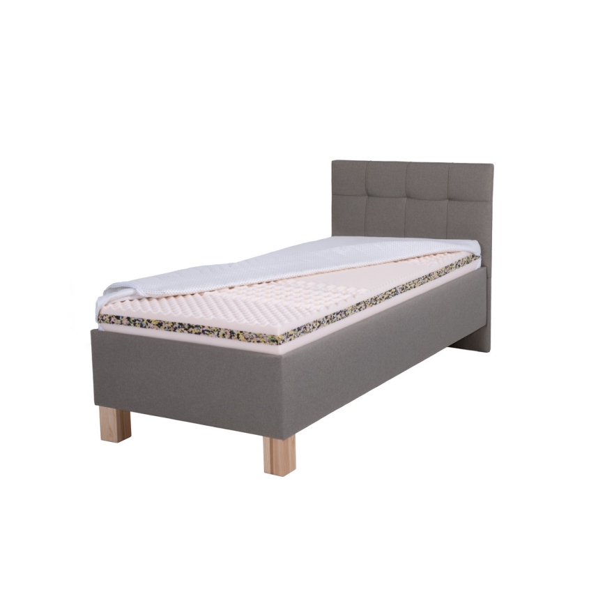 Lit tapissé avec matelas et espace de rangement MARIA ONE 90x200 cm taupe