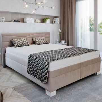 Lit tapissé avec matelas WINDSOR 180 x 200 cm, beige