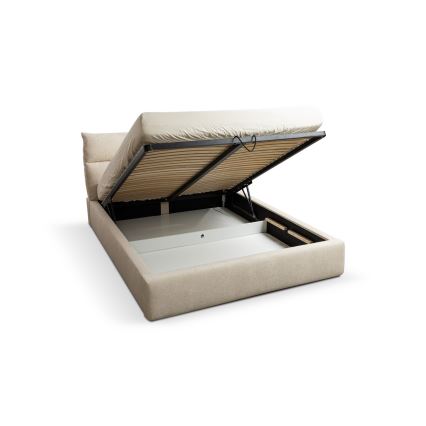 Lit tapissé BASIL 160x200 cm beige sans matelas