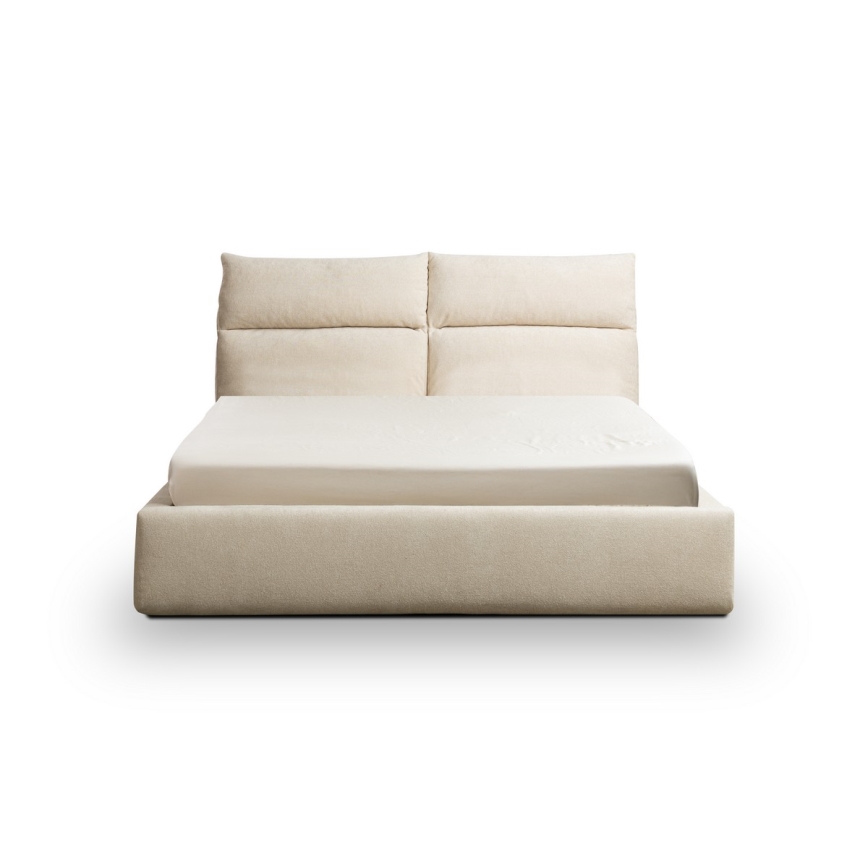 Lit tapissé BASIL 160x200 cm beige sans matelas