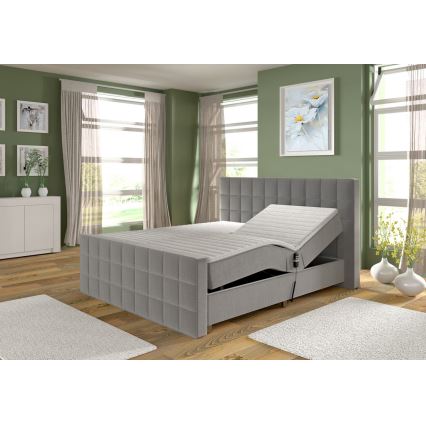 Lit rembourré réglable électriquement avec matelas et surmatelas HELEN 180 x 200 cm gris