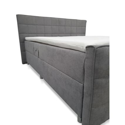 Lit rembourré réglable électriquement avec matelas et surmatelas HELEN 180 x 200 cm gris