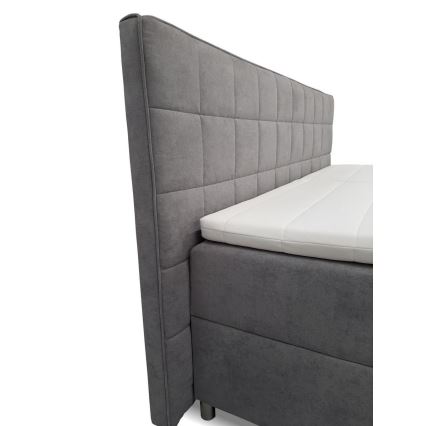 Lit rembourré réglable électriquement avec matelas et surmatelas HELEN 180 x 200 cm gris
