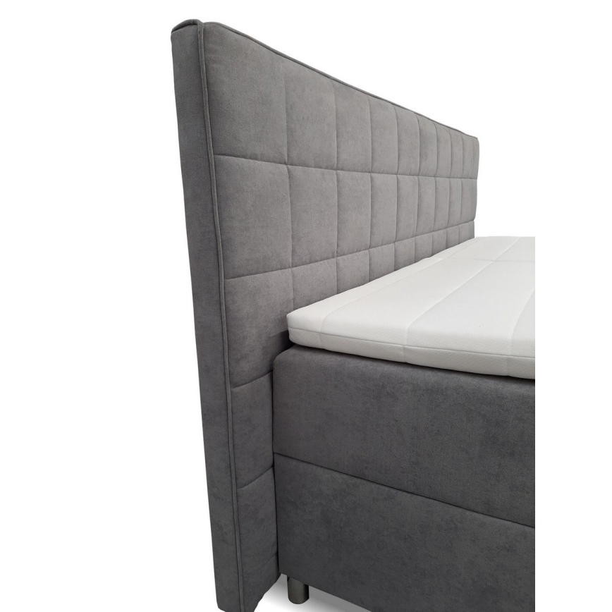 Lit rembourré réglable électriquement avec matelas et surmatelas HELEN 180 x 200 cm gris